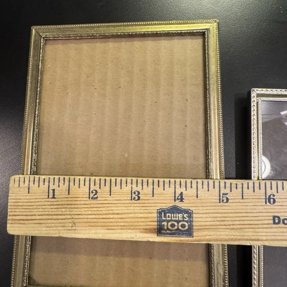 Set Of 2 Gold Tone‎ Metal Frames Filigree Edge 3.5x5 & 5x7 Picture Wall